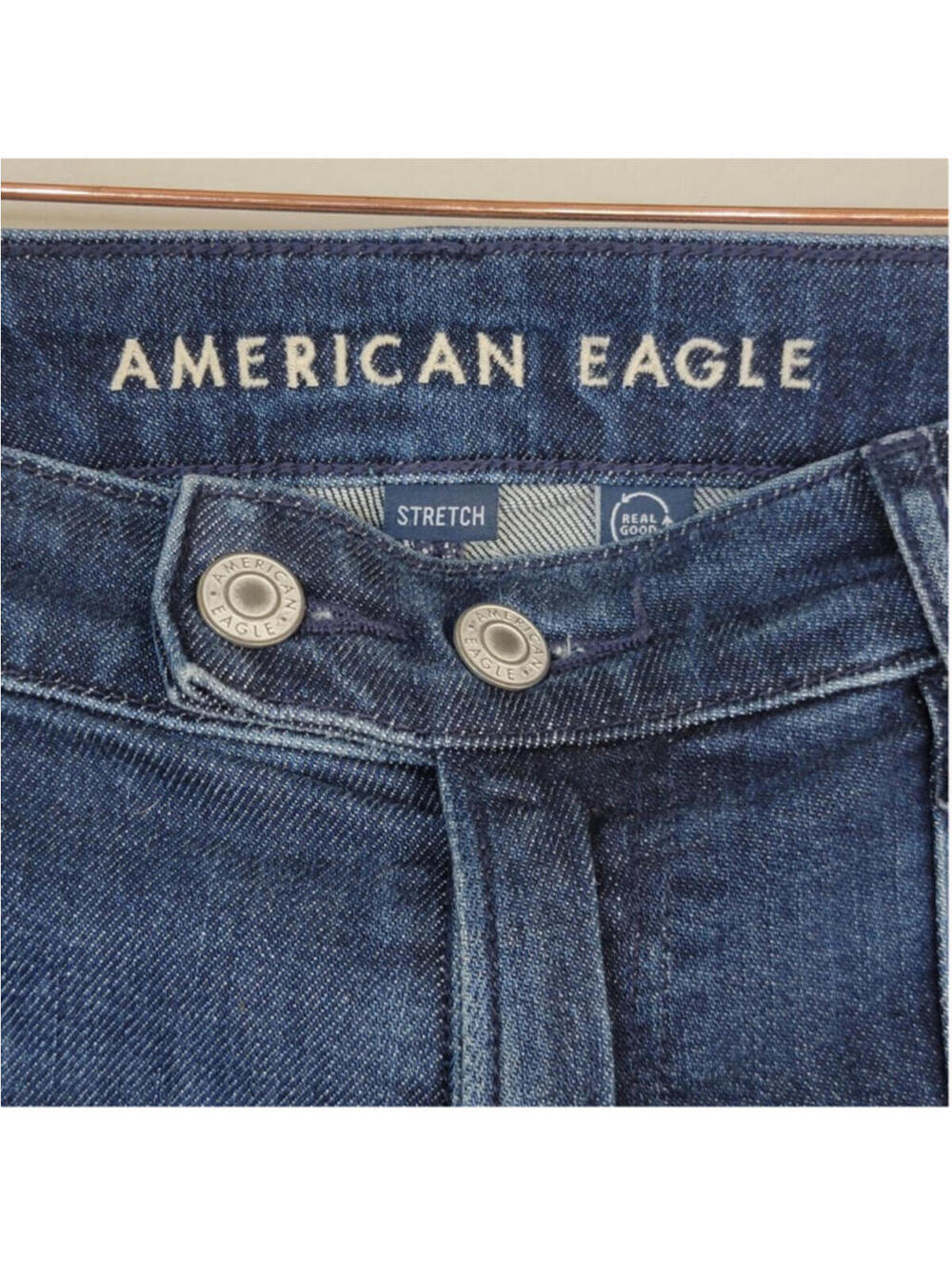 AE 16 American Eagle Dreamy Drape Super High Rise Baggy Wide Leg Jeans Dark Blue - Picture 3 of 11